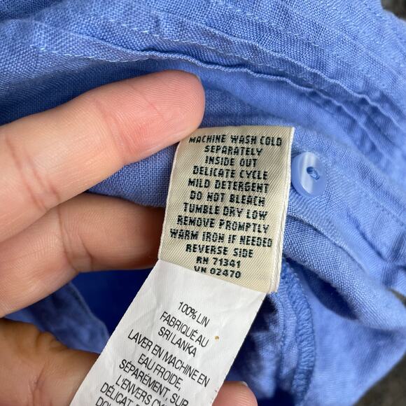 L.L. Bean blue button down dress 100% Linen Size 20 Petite - Picture 9 of 14